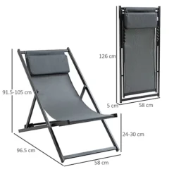 Outsunny 2Pcs Texteline Chaise Lounge Recliner Chair Adjust Lounger Patio Grey 6 Outsunny 2Pcs Texteline Chaise Lounge Recliner Chair Adjust Lounger Patio Grey -Outsunny Garden Zone outsunny 2pcs texteline chaise lounge recliner chair adjust lounger patio grey5056029895566 03c MP
