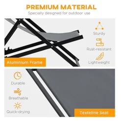Outsunny 2Pcs Texteline Chaise Lounge Recliner Chair Adjust Lounger Patio Grey 7 Outsunny 2Pcs Texteline Chaise Lounge Recliner Chair Adjust Lounger Patio Grey -Outsunny Garden Zone outsunny 2pcs texteline chaise lounge recliner chair adjust lounger patio grey5056029895566 06c MP
