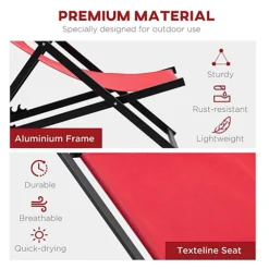 Outsunny 2Pcs Texteline Chaise Lounge Recliner Chair Adjust Lounger Patio Red -Outsunny Garden Zone outsunny 2pcs texteline chaise lounge recliner chair adjust lounger patio red5056029895603 06c MP