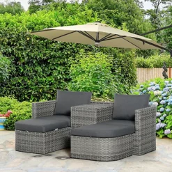 Outsunny 3 PCS Free Combination Outdoor Sofa Set, Double Chaise Lounge, Daybed