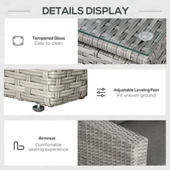 Outsunny 3 PCS Outdoor PE Rattan Chaise Lounge Furniture Sofa Set With Cushions -Outsunny Garden Zone outsunny 3 pcs outdoor pe rattan chaise lounge furniture sofa set with cushions5056534574475 06c MP