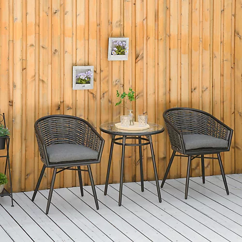 Outsunny 3 PCS Patio Resin Wicker Hand Woven Bistro Set 2 Chairs 1 Coffee Table 1 Outsunny 3 PCS Patio Resin Wicker Hand Woven Bistro Set 2 Chairs 1 Coffee Table