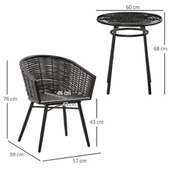Outsunny 3 PCS Patio Resin Wicker Hand Woven Bistro Set 2 Chairs 1 Coffee Table 6 Outsunny 3 PCS Patio Resin Wicker Hand Woven Bistro Set 2 Chairs 1 Coffee Table -Outsunny Garden Zone outsunny 3 pcs patio resin wicker hand woven bistro set 2 chairs 1 coffee table5056534578473 03c MP