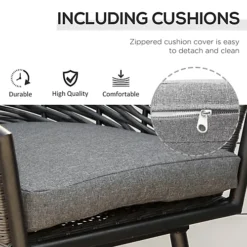 Outsunny 3 PCS Patio Resin Wicker Hand Woven Bistro Set 2 Chairs 1 Coffee Table 7 Outsunny 3 PCS Patio Resin Wicker Hand Woven Bistro Set 2 Chairs 1 Coffee Table -Outsunny Garden Zone outsunny 3 pcs patio resin wicker hand woven bistro set 2 chairs 1 coffee table5056534578473 06c MP