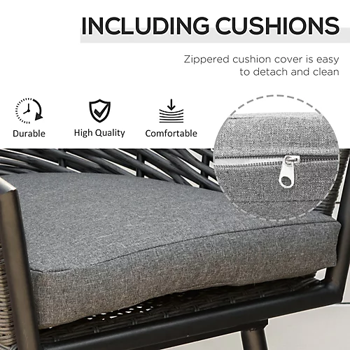 Outsunny 3 PCS Patio Resin Wicker Hand Woven Bistro Set 2 Chairs 1 Coffee Table 4 Outsunny 3 PCS Patio Resin Wicker Hand Woven Bistro Set 2 Chairs 1 Coffee Table - Image 4