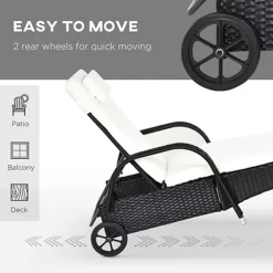 Outsunny 3 PCS Rattan Lounger Recliner Bed Garden Furniture Set With Side Table Black -Outsunny Garden Zone outsunny 3 pcs rattan lounger recliner bed garden furniture set with side table black5055974885264 06c MP