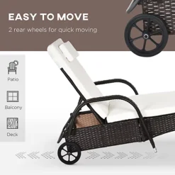 Outsunny 3 PCS Rattan Lounger Recliner Bed Garden Furniture Set With Side Table Brown -Outsunny Garden Zone outsunny 3 pcs rattan lounger recliner bed garden furniture set with side table brown5055974884847 06c MP