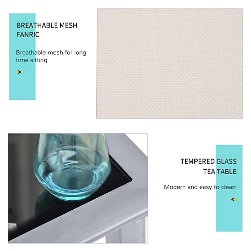 Outsunny 3 Pieces Lounge Chair Set Garden Sunbathing W/ Table Cream 4 Outsunny 3 Pieces Lounge Chair Set Garden Sunbathing W/ Table Cream - Image 4