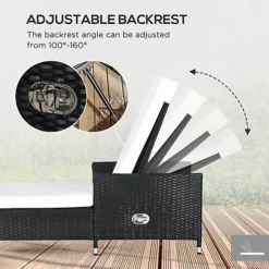 Outsunny 3-Pieces Rattan Sun Lounger, Patio Chaise Lounge Chair Set With Adjustable Backrest, Soft Cushions, Cream White -Outsunny Garden Zone outsunny 3 pieces rattan sun lounger patio chaise lounge chair set with adjustable backrest soft cushions cream white5056602951429 03c MP