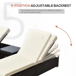 Outsunny 3 Pieces Sun Lounger Rattan Furniture Recliner Wicker Brown Garden -Outsunny Garden Zone outsunny 3 pieces sun lounger rattan furniture recliner wicker brown garden5055974873186 06c MP