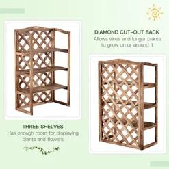 Outsunny 3-Tier Wooden Flower Stand Plant Holder Shelf Display Rack -Outsunny Garden Zone outsunny 3 tier wooden flower stand plant holder shelf display rack5056029824214 06c MP