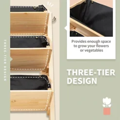 Outsunny 3 Tier Wooden Garden Raised Bed Plant With Clapboard And Hooks -Outsunny Garden Zone outsunny 3 tier wooden garden raised bed plant with clapboard and hooks5056399119521 06c MP