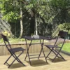 Outsunny 3PC Bistro Set Rattan Furniture Garden Folding Chair Table Brown