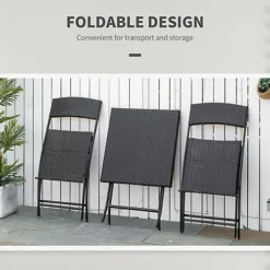 Outsunny 3PC Bistro Set Rattan Furniture Garden Folding Chair Table Brown -Outsunny Garden Zone outsunny 3pc bistro set rattan furniture garden folding chair table brown5055974847439 06c MP