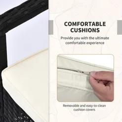 Outsunny 3PC Garden Rattan Bistro Set Balcony Dining Table 2 Seater Chair Black -Outsunny Garden Zone outsunny 3pc garden rattan bistro set balcony dining table 2 seater chair black5055974878099 06c MP