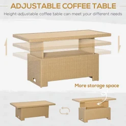 Outsunny 4 PCS Patio Wicker Aluminum Conversation Furniture Sofa Set With Table -Outsunny Garden Zone outsunny 4 pcs patio wicker aluminum conversation furniture sofa set with table5056534575199 06c MP