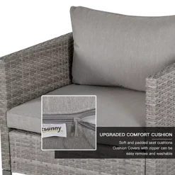 Outsunny 4 PCs PE Rattan Wicker Outdoor Dining Set Sofa Chairs Table Cushions Grey -Outsunny Garden Zone outsunny 4 pcs pe rattan wicker outdoor dining set sofa chairs table cushions grey5056399126871 06c MP