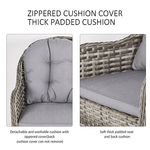 Outsunny 4 PCs Rattan Wicker Sofa Set Outdoor Conservatory Furniture With Cushion 4 Outsunny 4 PCs Rattan Wicker Sofa Set Outdoor Conservatory Furniture With Cushion - Image 4