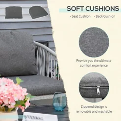 Outsunny 4 Piece Rattan Patio Furniture Set With 2 Sofa 1 Loveseat & Coffee Table 7 Outsunny 4 Piece Rattan Patio Furniture Set With 2 Sofa 1 Loveseat & Coffee Table -Outsunny Garden Zone outsunny 4 piece rattan patio furniture set with 2 sofa 1 loveseat coffee table5056534557225 06c MP