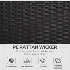 Outsunny 4PC Rattan Sofa Set Outdoor Coffee Table Chair Wicker Garden Furniture Black -Outsunny Garden Zone outsunny 4pc rattan sofa set outdoor coffee table chair wicker garden furniture black5055974882645 03c MP