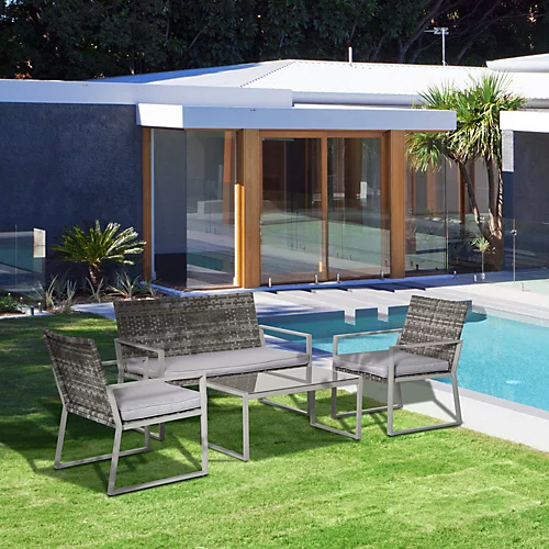 Outsunny 4PCS Outdoor Patio PE Rattan Wicker Sofa Chaise Lounge Furniture Set 1 Outsunny 4PCS Outdoor Patio PE Rattan Wicker Sofa Chaise Lounge Furniture Set