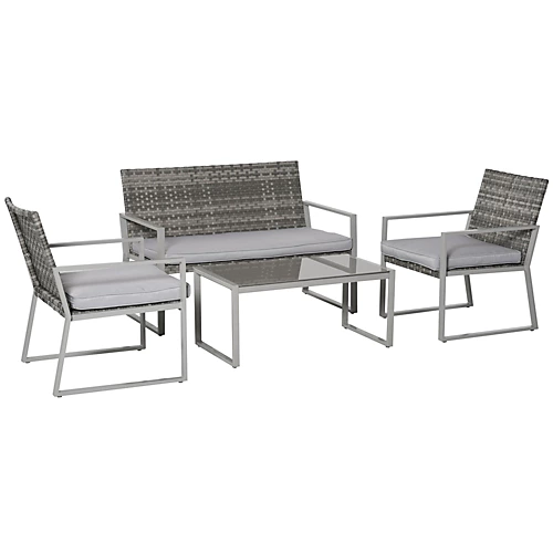 Outsunny 4PCS Outdoor Patio PE Rattan Wicker Sofa Chaise Lounge Furniture Set 2 Outsunny 4PCS Outdoor Patio PE Rattan Wicker Sofa Chaise Lounge Furniture Set - Image 2