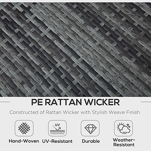 Outsunny 4Pcs Patio Rattan Sofa Garden Furniture Set Table With Cushions Grey 4 Outsunny 4Pcs Patio Rattan Sofa Garden Furniture Set Table With Cushions Grey - Image 4