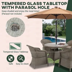 Outsunny 5 PCS Outdoor Patio PE Rattan Dining Set With Umbrella Hole -Outsunny Garden Zone outsunny 5 pcs outdoor patio pe rattan dining set with umbrella hole5056534577803 06c MP