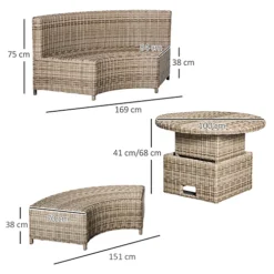 Outsunny 5 PCs Outdoor Rattan Lounge Chair Round Daybed Table Set With Cushion -Outsunny Garden Zone outsunny 5 pcs outdoor rattan lounge chair round daybed table set with cushion5056399123047 03c MP