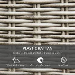 Outsunny 5 PCs Outdoor Rattan Lounge Chair Round Daybed Table Set With Cushion -Outsunny Garden Zone outsunny 5 pcs outdoor rattan lounge chair round daybed table set with cushion5056399123047 06c MP