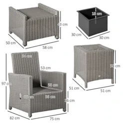 Outsunny 5 PCs Outdoor Rattan Lounge Sofa Footstool Cooler Bar Coffee Table Set -Outsunny Garden Zone outsunny 5 pcs outdoor rattan lounge sofa footstool cooler bar coffee table set5056399123030 03c MP