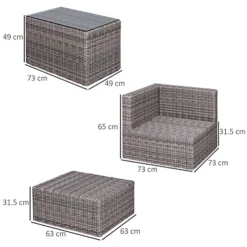 Outsunny 5 Pcs Rattan Garden Furniture Set Single Sofa Stool Coffee Table -Outsunny Garden Zone outsunny 5 pcs rattan garden furniture set single sofa stool coffee table5056399106545 03c MP