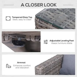 Outsunny 5 Pcs Rattan Garden Furniture Set Single Sofa Stool Coffee Table -Outsunny Garden Zone outsunny 5 pcs rattan garden furniture set single sofa stool coffee table5056399106545 06c MP