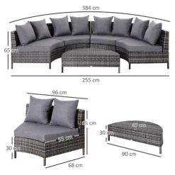 Outsunny 5PCS Garden Rattan Wicker Sofa Outdoor Patio Furniture Set With Pillow 6 Outsunny 5PCS Garden Rattan Wicker Sofa Outdoor Patio Furniture Set With Pillow -Outsunny Garden Zone outsunny 5pcs garden rattan wicker sofa outdoor patio furniture set with pillow5056029880999 03c MP