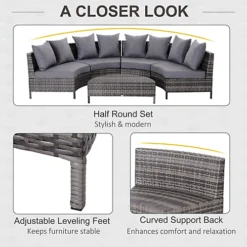 Outsunny 5PCS Garden Rattan Wicker Sofa Outdoor Patio Furniture Set With Pillow 7 Outsunny 5PCS Garden Rattan Wicker Sofa Outdoor Patio Furniture Set With Pillow -Outsunny Garden Zone outsunny 5pcs garden rattan wicker sofa outdoor patio furniture set with pillow5056029880999 06c MP