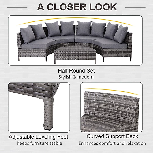 Outsunny 5PCS Garden Rattan Wicker Sofa Outdoor Patio Furniture Set With Pillow 4 Outsunny 5PCS Garden Rattan Wicker Sofa Outdoor Patio Furniture Set With Pillow - Image 4