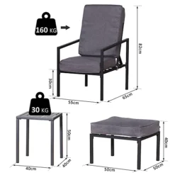 Outsunny 5pcs Garden Recliner Sofa Footstool Coffee Table Set W/ Cushion 6 Outsunny 5pcs Garden Recliner Sofa Footstool Coffee Table Set W/ Cushion -Outsunny Garden Zone outsunny 5pcs garden recliner sofa footstool coffee table set w cushion5056029889909 03c MP