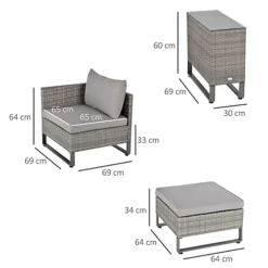 Outsunny 5pcs Patio Rattan Chaise Lounge Double Sofa Bed With Coffee Table -Outsunny Garden Zone outsunny 5pcs patio rattan chaise lounge double sofa bed with coffee table5056399126802 03c MP