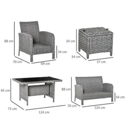 Outsunny 6 PCS All Weather PE Rattan Dining Table Sofa Furniture Set With Cushions 6 Outsunny 6 PCS All Weather PE Rattan Dining Table Sofa Furniture Set With Cushions -Outsunny Garden Zone outsunny 6 pcs all weather pe rattan dining table sofa furniture set with cushions5056399126949 03c MP