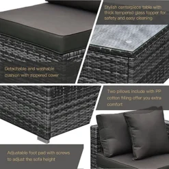 Outsunny 6 Pieces Rattan Furniture Set Garden Sofa Conservatory Wicker Grey -Outsunny Garden Zone outsunny 6 pieces rattan furniture set garden sofa conservatory wicker grey5056534551193 06c MP