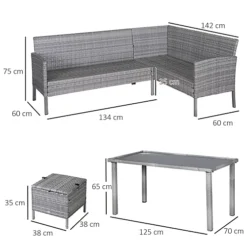 Outsunny 6Pcs Rattan Sofa Set Coffee Table Footstool Outdoor With Cushion Mixed Grey 6 Outsunny 6Pcs Rattan Sofa Set Coffee Table Footstool Outdoor With Cushion Mixed Grey -Outsunny Garden Zone outsunny 6pcs rattan sofa set coffee table footstool outdoor with cushion mixed grey5056399103803 03c MP