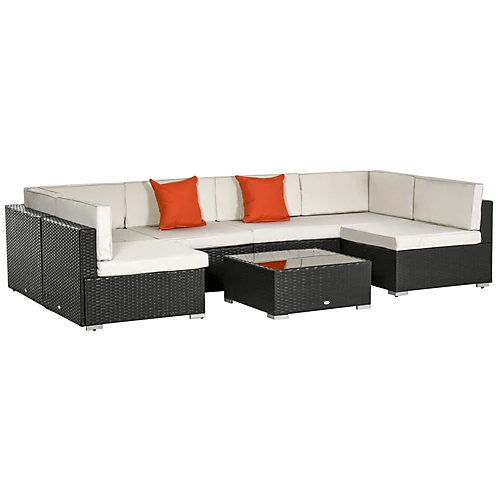 Outsunny 7PC Rattan Furniture Sectional Sofa Set Coffee Table Buckle Structure 2 Outsunny 7PC Rattan Furniture Sectional Sofa Set Coffee Table Buckle Structure - Image 2