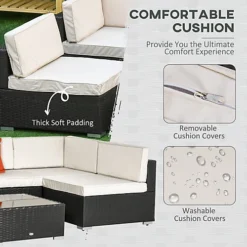 Outsunny 7PC Rattan Furniture Sectional Sofa Set Coffee Table Buckle Structure 7 Outsunny 7PC Rattan Furniture Sectional Sofa Set Coffee Table Buckle Structure -Outsunny Garden Zone outsunny 7pc rattan furniture sectional sofa set coffee table buckle structure5055974876897 06c MP