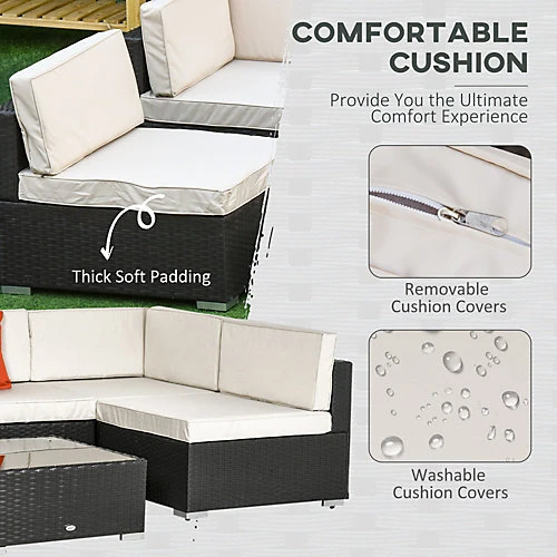 Outsunny 7PC Rattan Furniture Sectional Sofa Set Coffee Table Buckle Structure 4 Outsunny 7PC Rattan Furniture Sectional Sofa Set Coffee Table Buckle Structure - Image 4