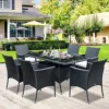 Outsunny 7pc Rattan Garden Furniture Dining Set Wicker Patio Conservatory Seater Black