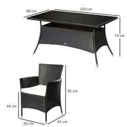 Outsunny 7pc Rattan Garden Furniture Dining Set Wicker Patio Conservatory Seater Black -Outsunny Garden Zone outsunny 7pc rattan garden furniture dining set wicker patio conservatory seater black5055974823235 03c MP