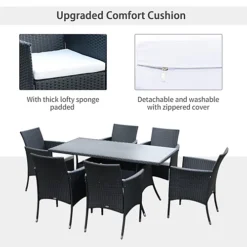 Outsunny 7pc Rattan Garden Furniture Dining Set Wicker Patio Conservatory Seater Black -Outsunny Garden Zone outsunny 7pc rattan garden furniture dining set wicker patio conservatory seater black5055974823235 06c MP