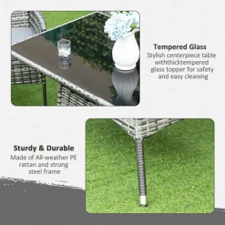 Outsunny 7pc Rattan Garden Furniture Dining Set Wicker Patio Conservatory Seater Grey -Outsunny Garden Zone outsunny 7pc rattan garden furniture dining set wicker patio conservatory seater grey5056534533489 06c MP
