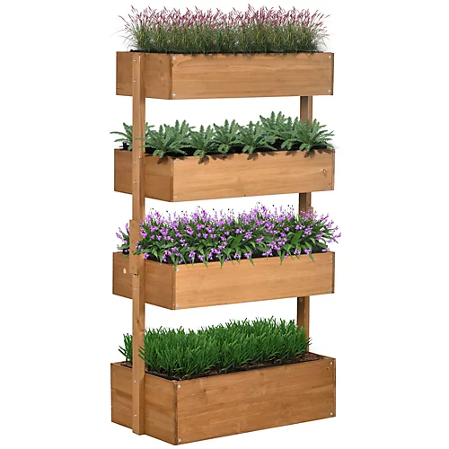 Outsunny 80cm X 45cm X 142cm 4-Tier Raised Garden Bed, Fir Wood Vertical Planter Box, Freestanding Elevated Plant Stand 2 Outsunny 80cm X 45cm X 142cm 4-Tier Raised Garden Bed, Fir Wood Vertical Planter Box, Freestanding Elevated Plant Stand - Image 2