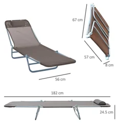 Outsunny Adjustable Sun Bed Garden Lounger Recliner Relaxing Camping Coffee -Outsunny Garden Zone outsunny adjustable sun bed garden lounger recliner relaxing camping coffee5060348505327 03c MP
